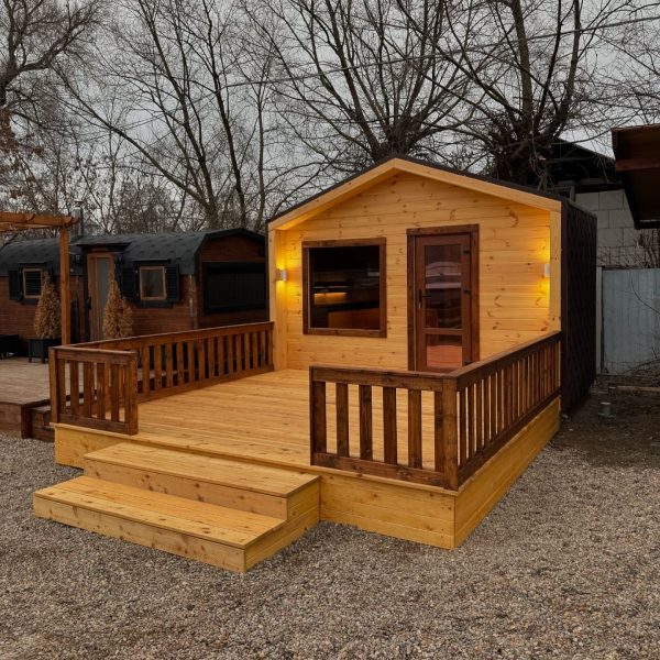деревянный домик под ключ с террасой