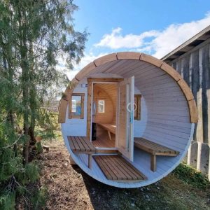 Баня-бочка (2 м) с террасой