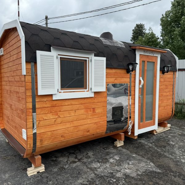 готовая баня бочка квадро