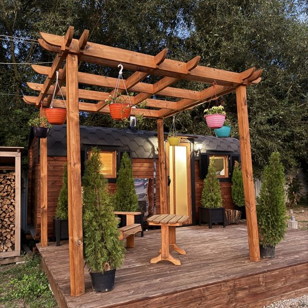 терраса перед баней квадробочкой