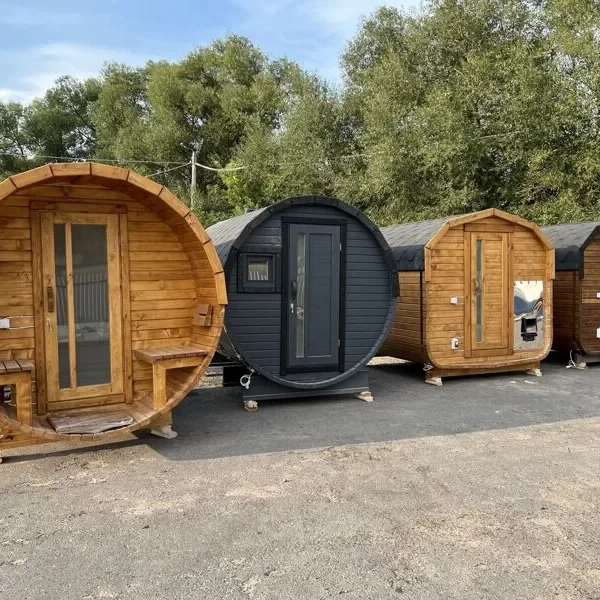 готовые мобильные бани бочки